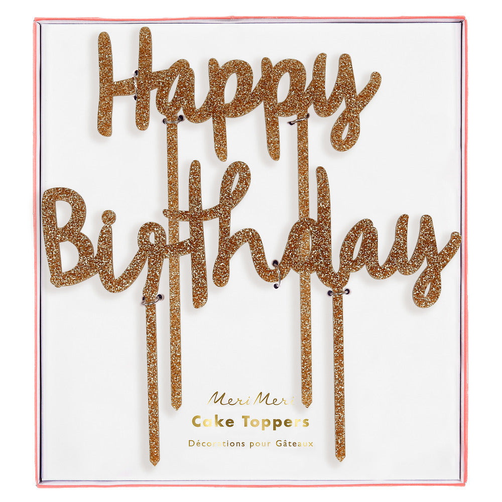Toppers de acrílico - Happy Birthday dorado