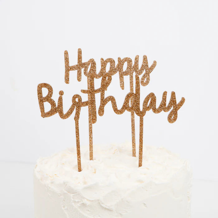 Toppers de acrílico - Happy Birthday dorado