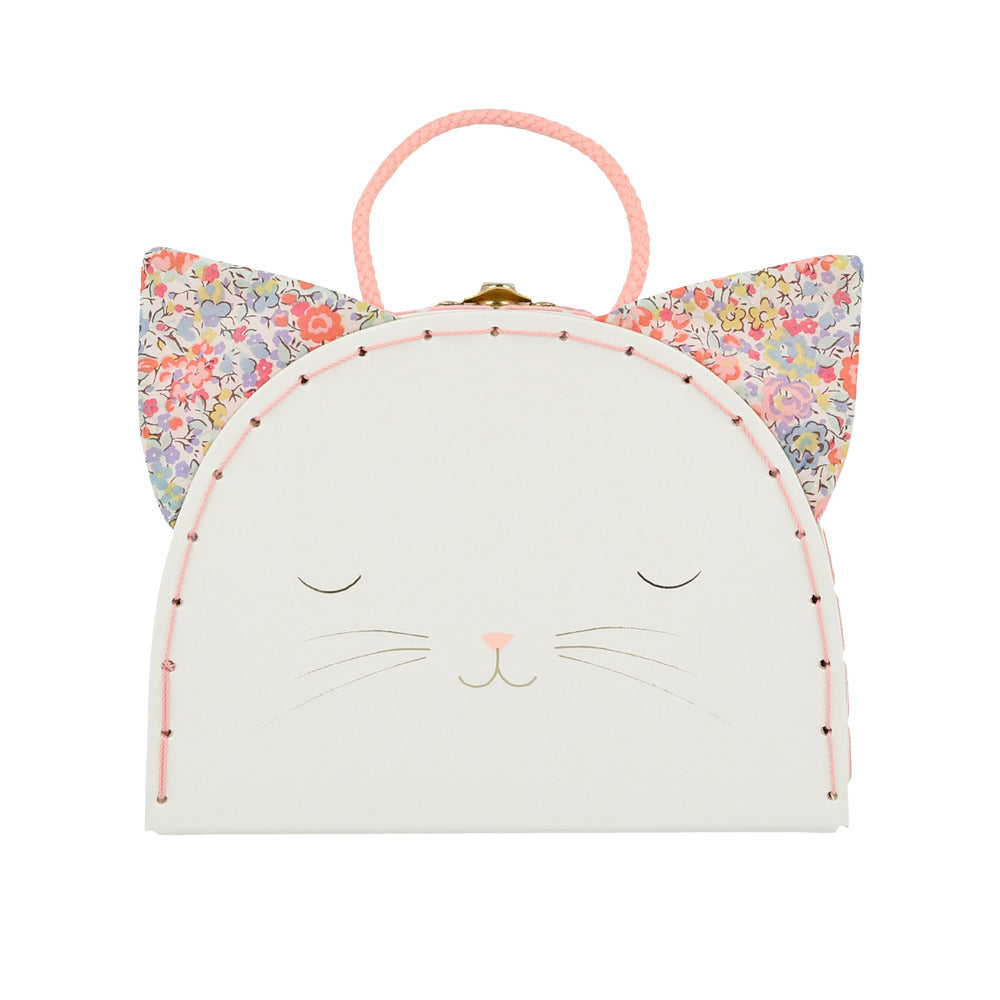 Maleta con muñeco - gatito con flores