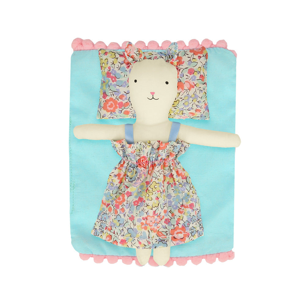 Maleta con muñeco - gatito con flores