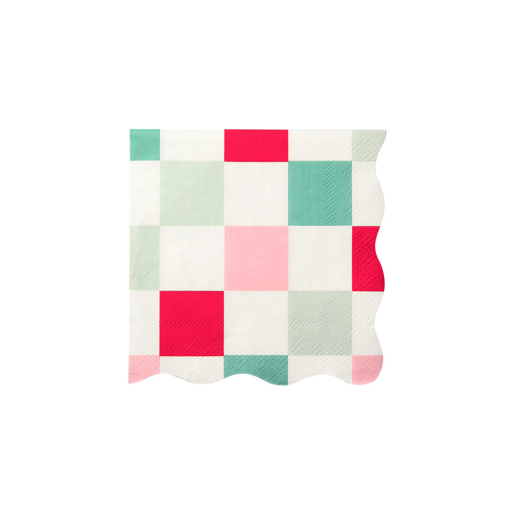 Servilletas cuadros colores de Navidad - pequeñas