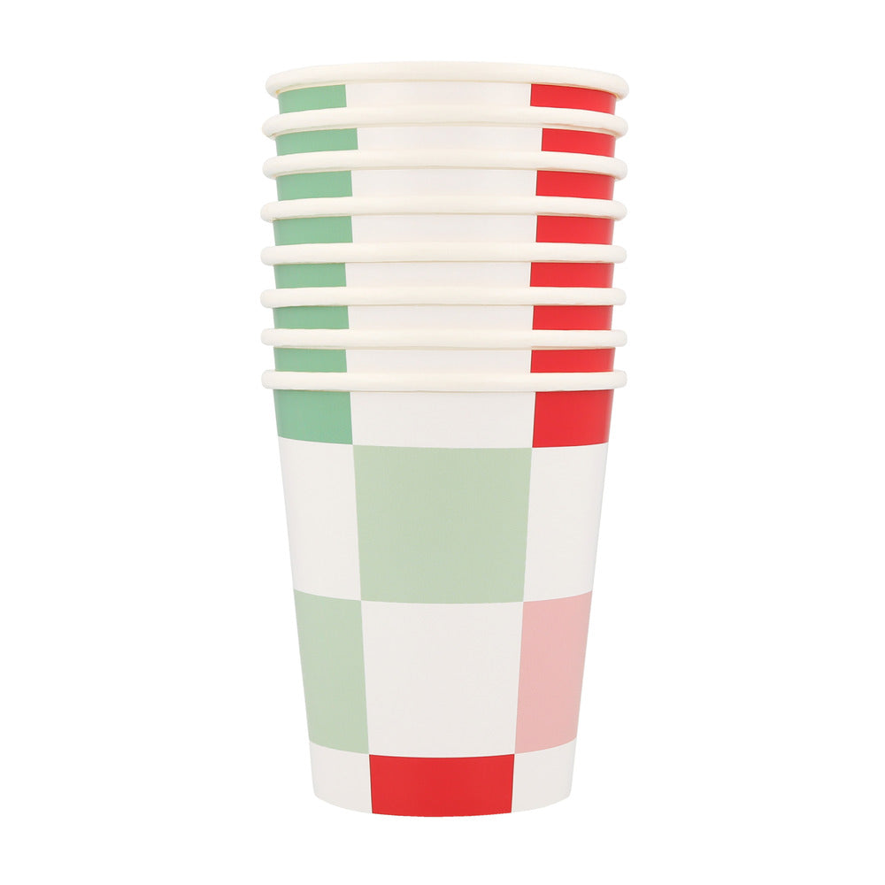 Vasos cuadros colores de Navidad