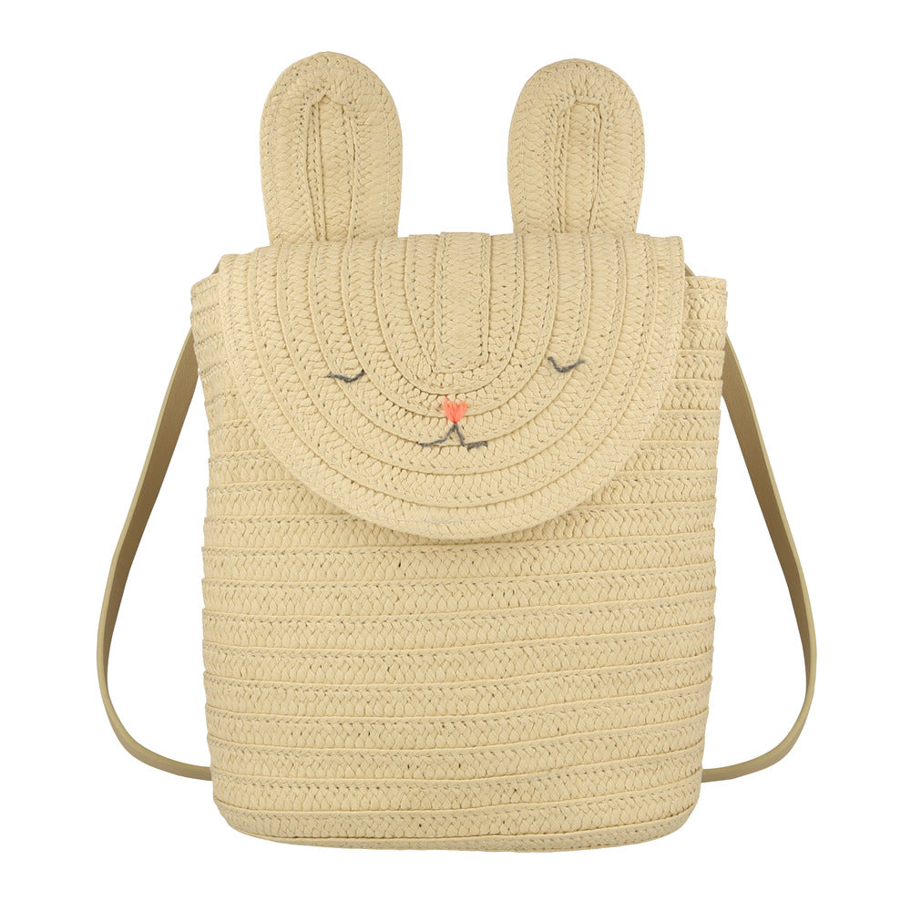 Mochila de rafia con forma de conejo