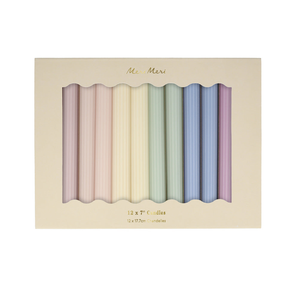 Velas de mesa - colores pastel (12 unidades)