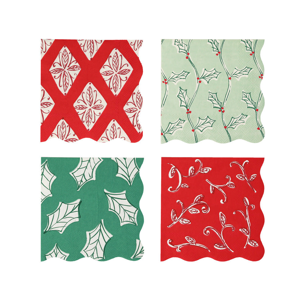 Servilletas block print Navidad - pequeñas