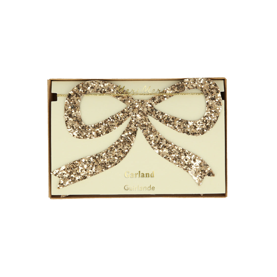 Guirnalda con lazos glitter dorados