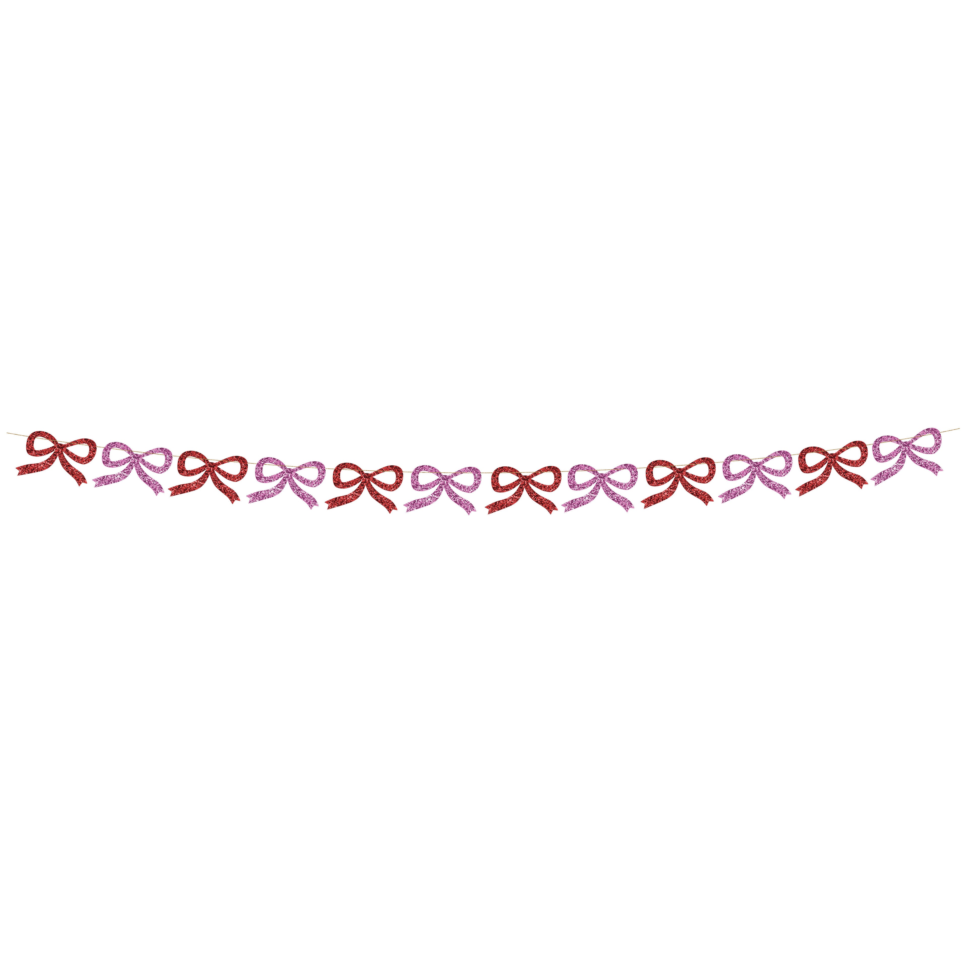 Guirnalda con lazos glitter rojo y rosado