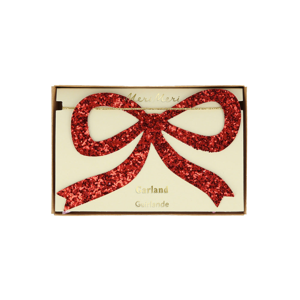 Guirnalda con lazos glitter rojo y rosado