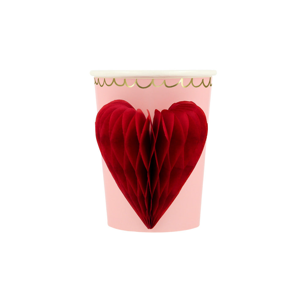 Vasos con corazón de honeycomb balls