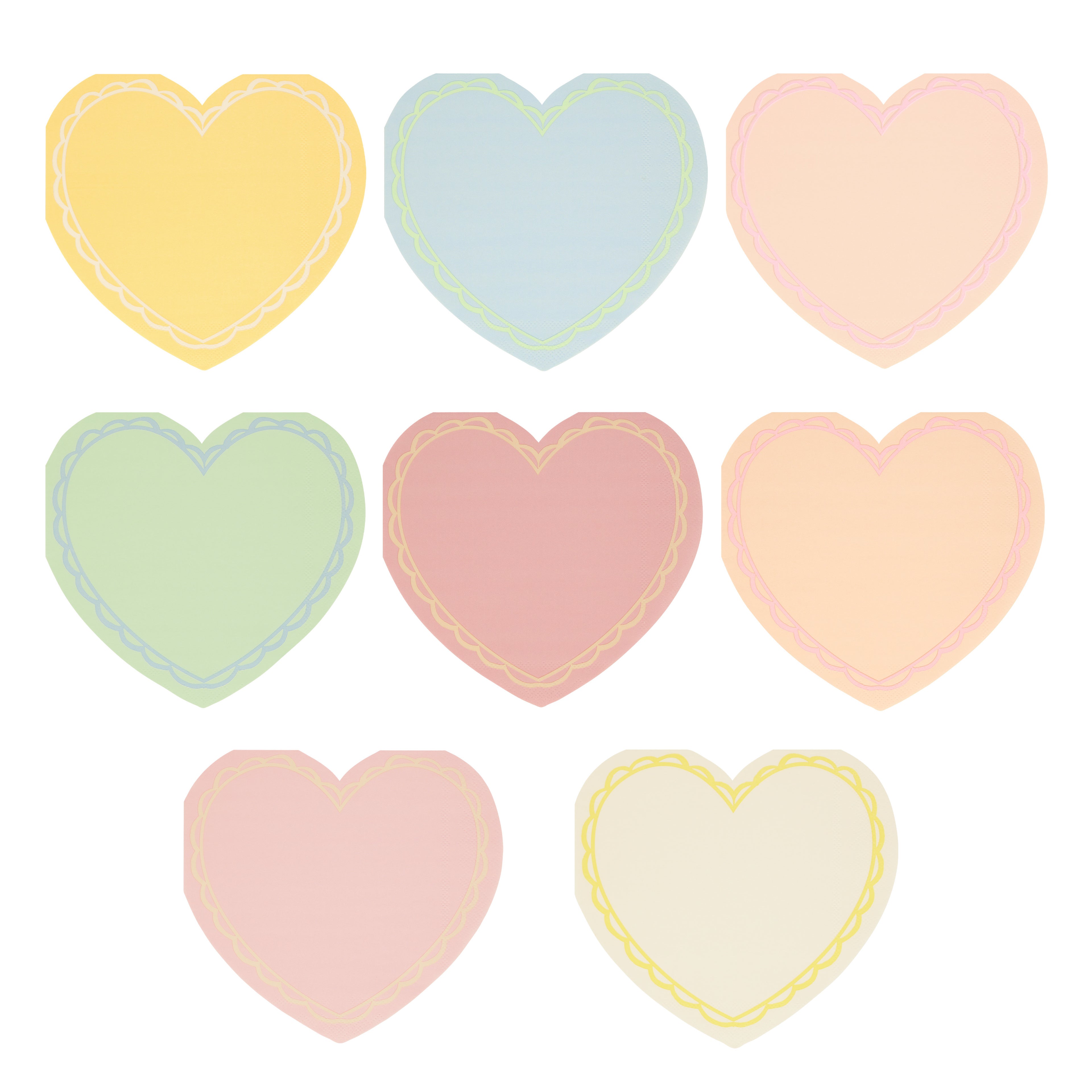 Servilletas con forma de corazón pastel - grandes