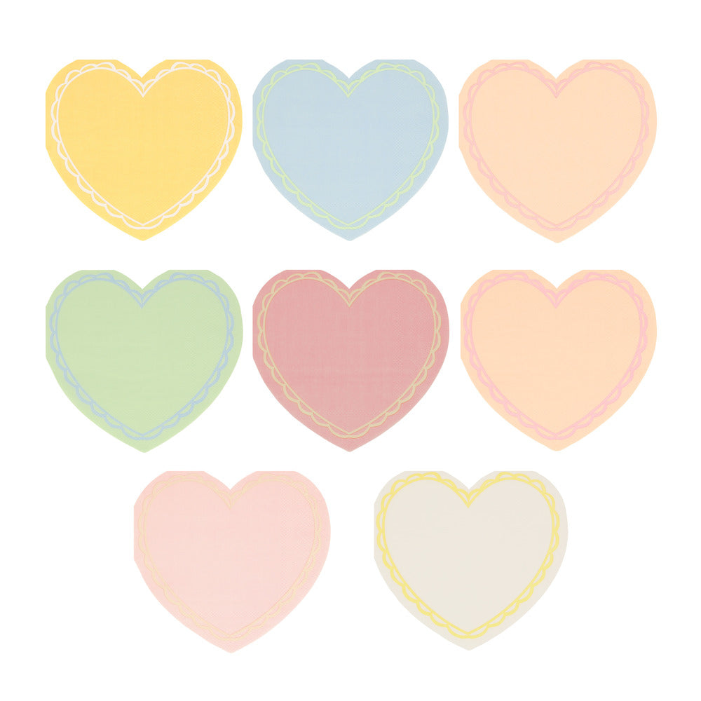 Servilletas con forma de corazón pastel - pequeñas