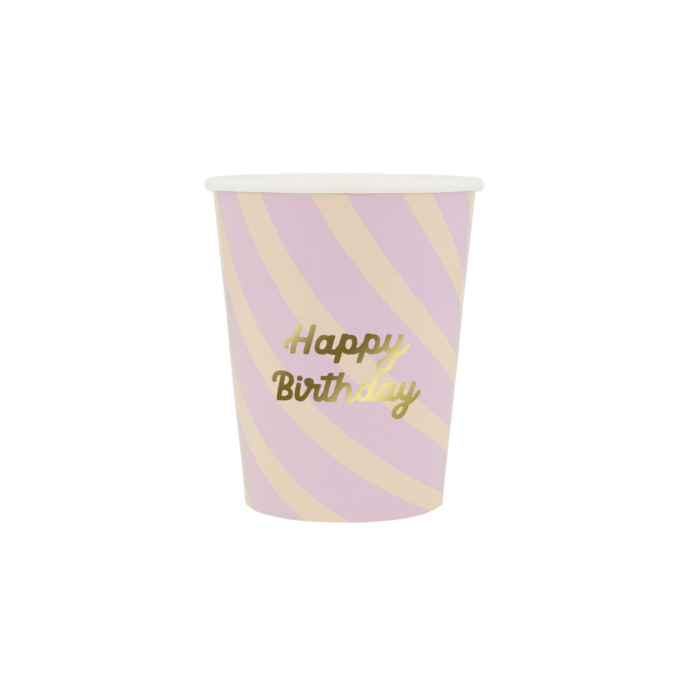 Vasos Happy Birthday y rayas