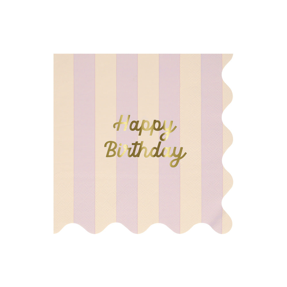 Servilletas Happy Birthday y rayas - grandes