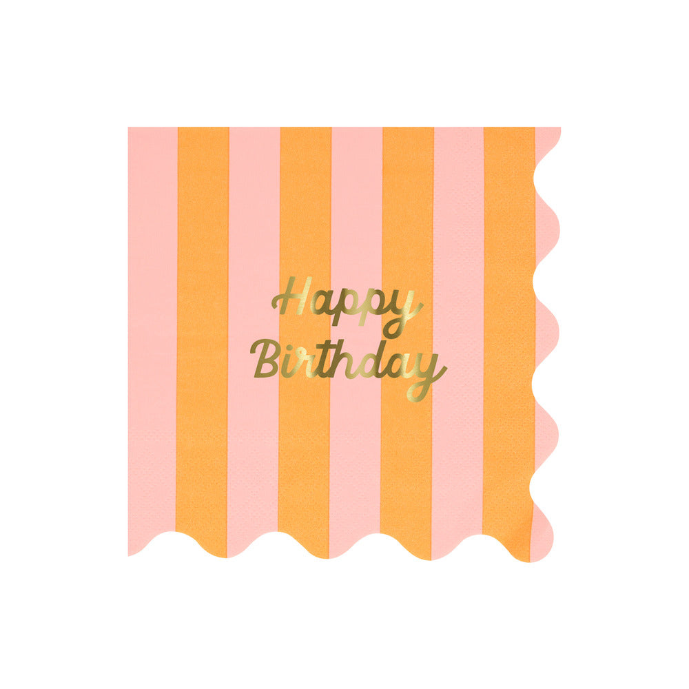 Servilletas Happy Birthday y rayas - grandes