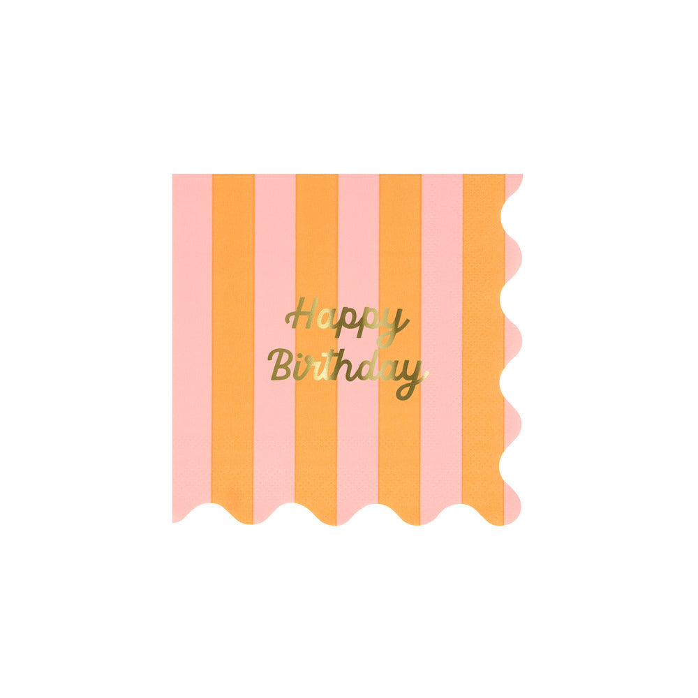 Servilletas Happy Birthday y rayas - pequeñas
