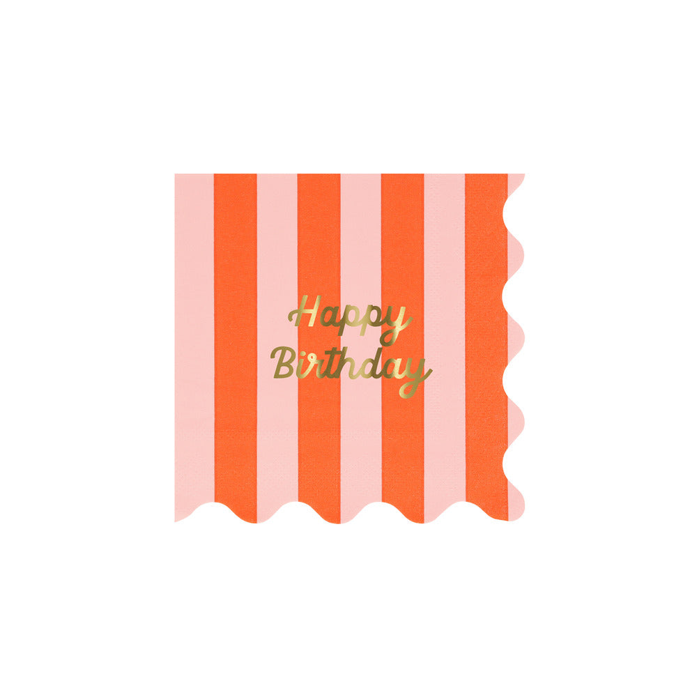 Servilletas Happy Birthday y rayas - pequeñas