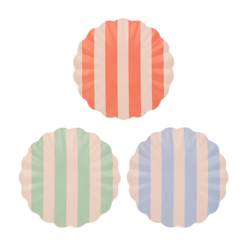 Platos de fibra de bambú rayas gruesas- pequeños 19cm