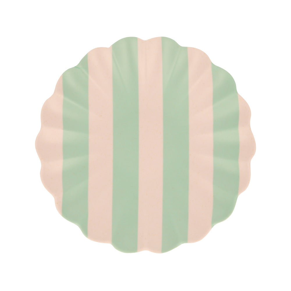 Platos de fibra de bambú rayas gruesas- pequeños 19cm