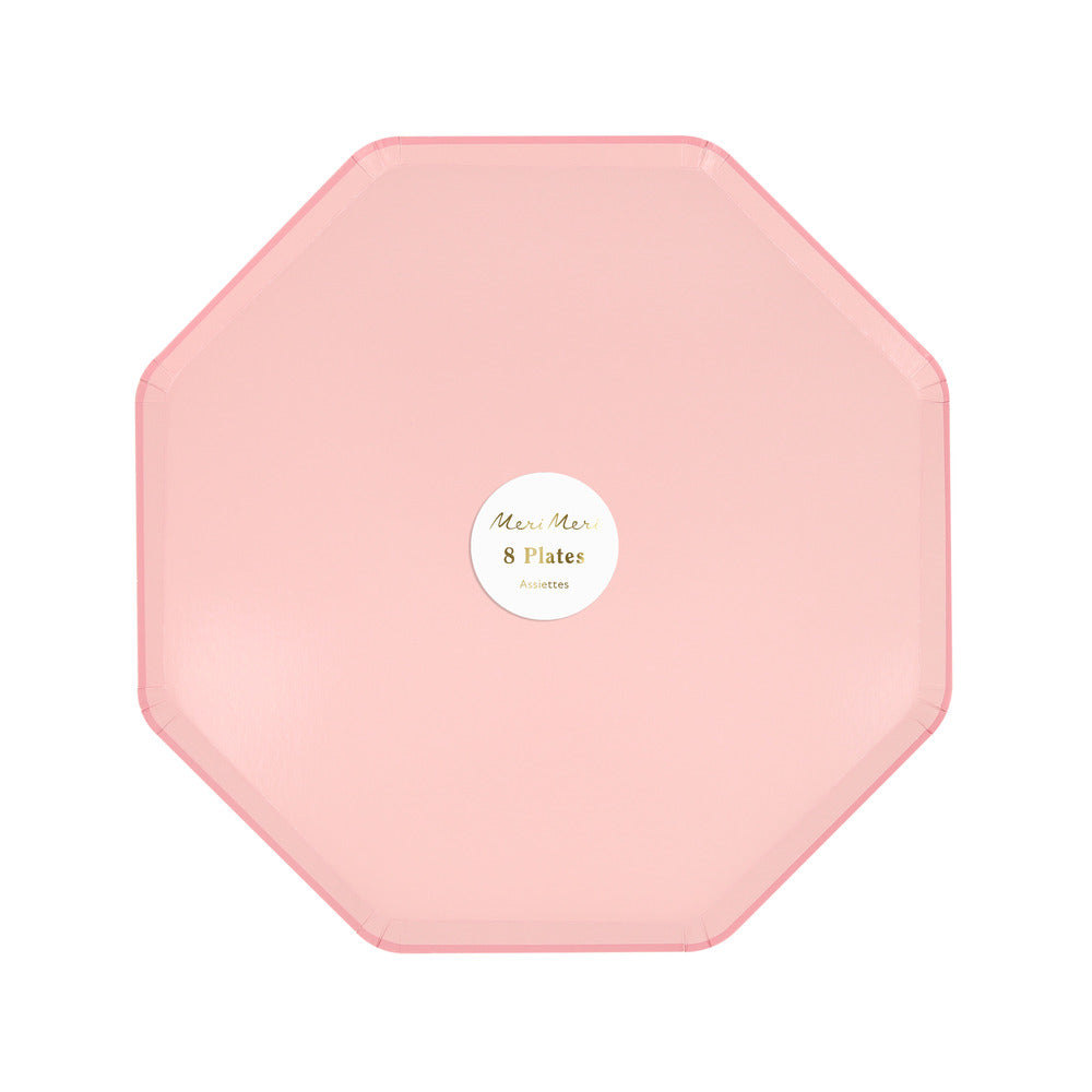 Platos lisos rosado algodon de azucar - medianos