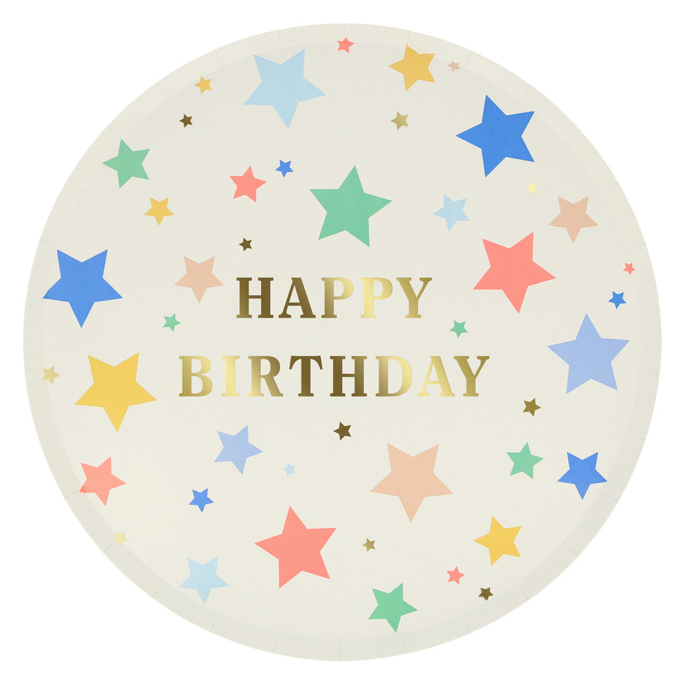 Plato estrellas y Happy Birthday - Grande