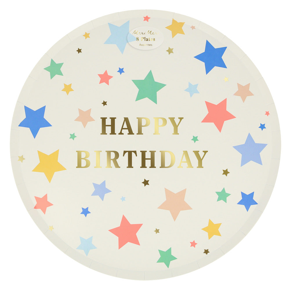 Plato estrellas y Happy Birthday - Grande