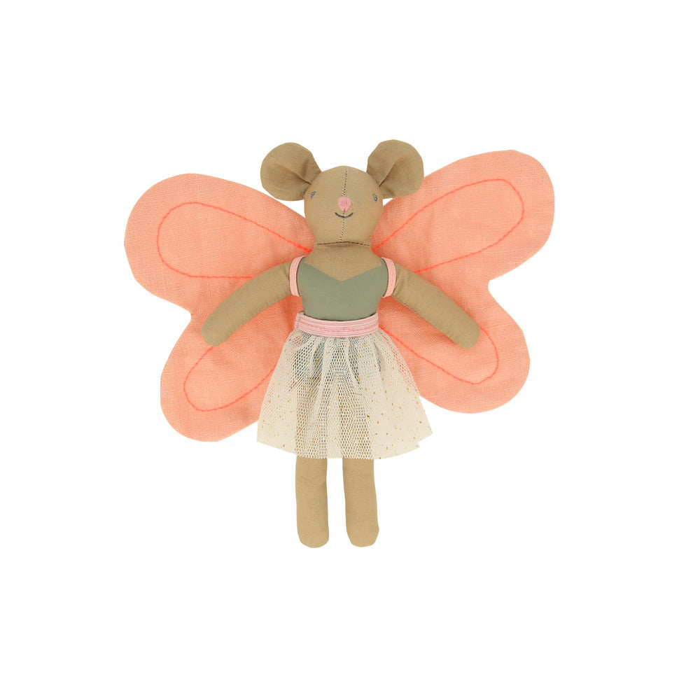 Mini muñeco raton hada en saquito de hongo