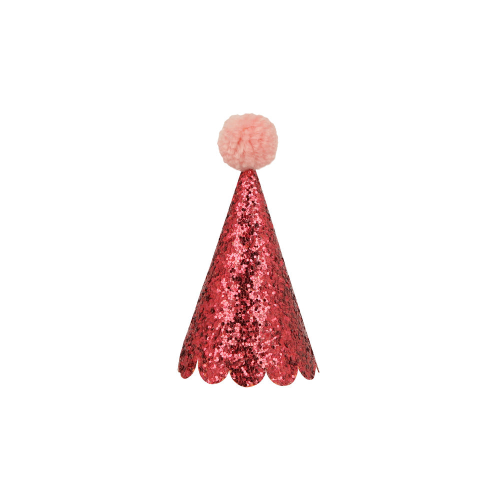 Mini gorros de cumpleaños - glitter con pompones