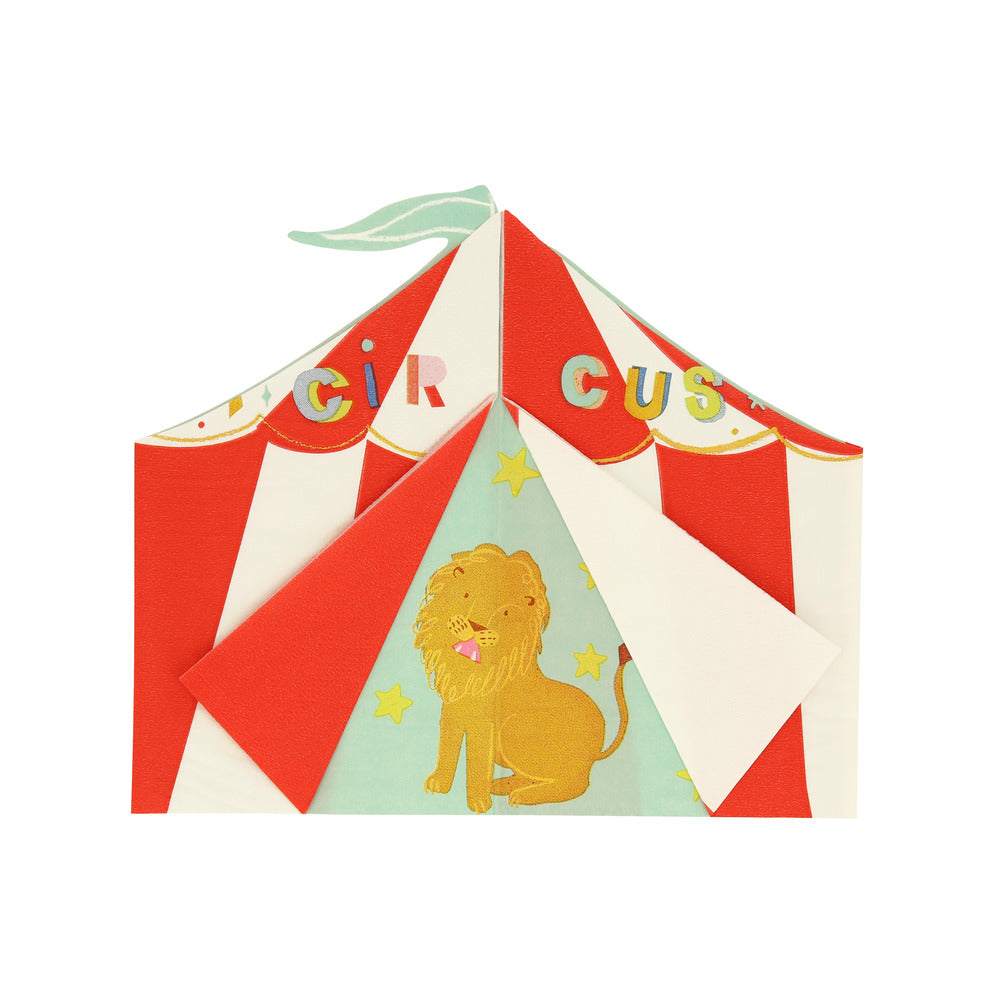 Servilletas con forma de carpa de circo