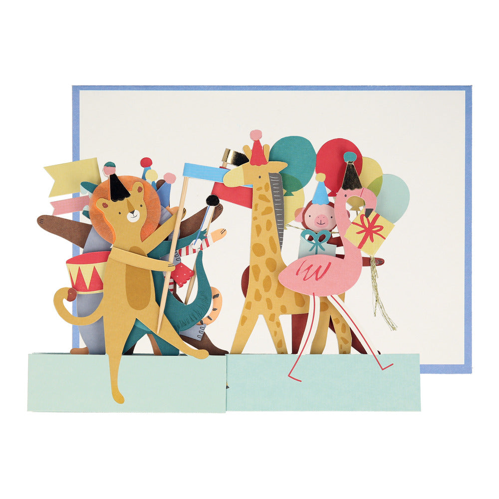 Tarjeta - acordeón desfile de animales (happy birthday)