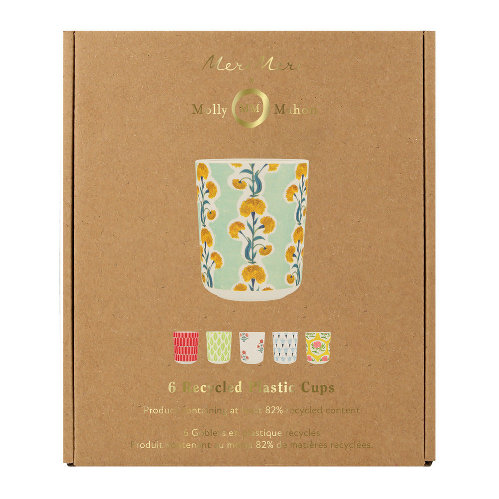 Vasos de plástico reciclado Molly Mahon x Meri Meri