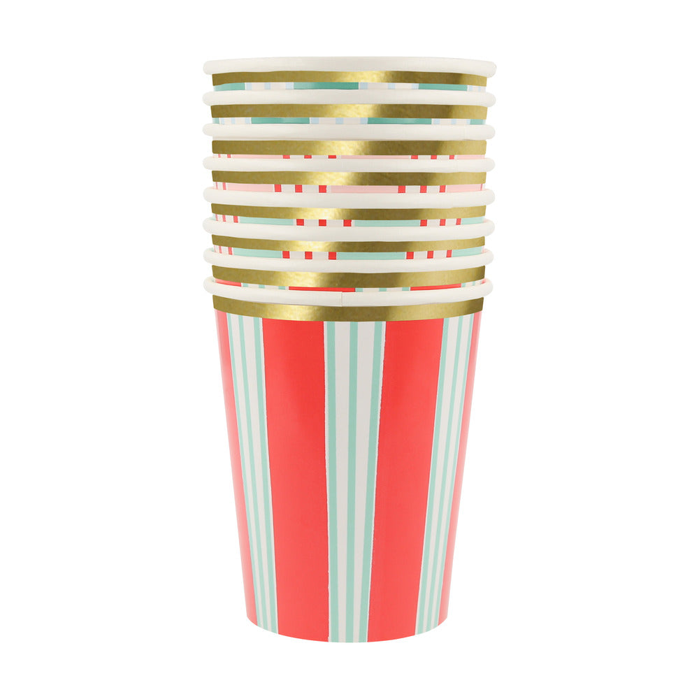 Vasos rayas festivas