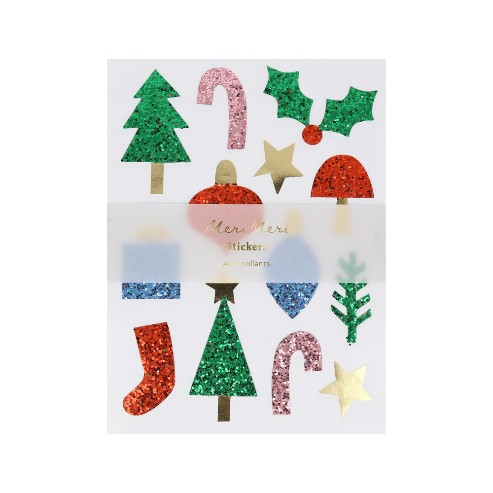 Hojas de stickers - iconos de Navidad glitter (8 hojas)