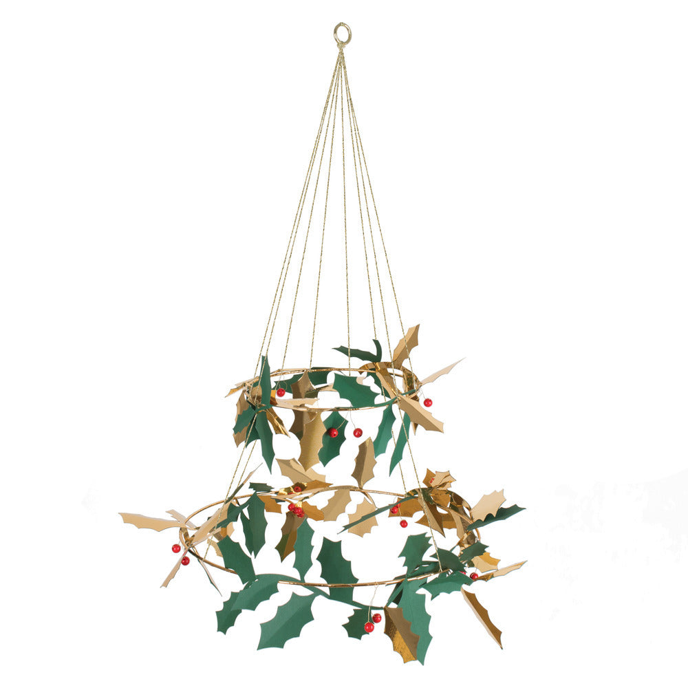 Lámpara decorativa con hojas de muerdago