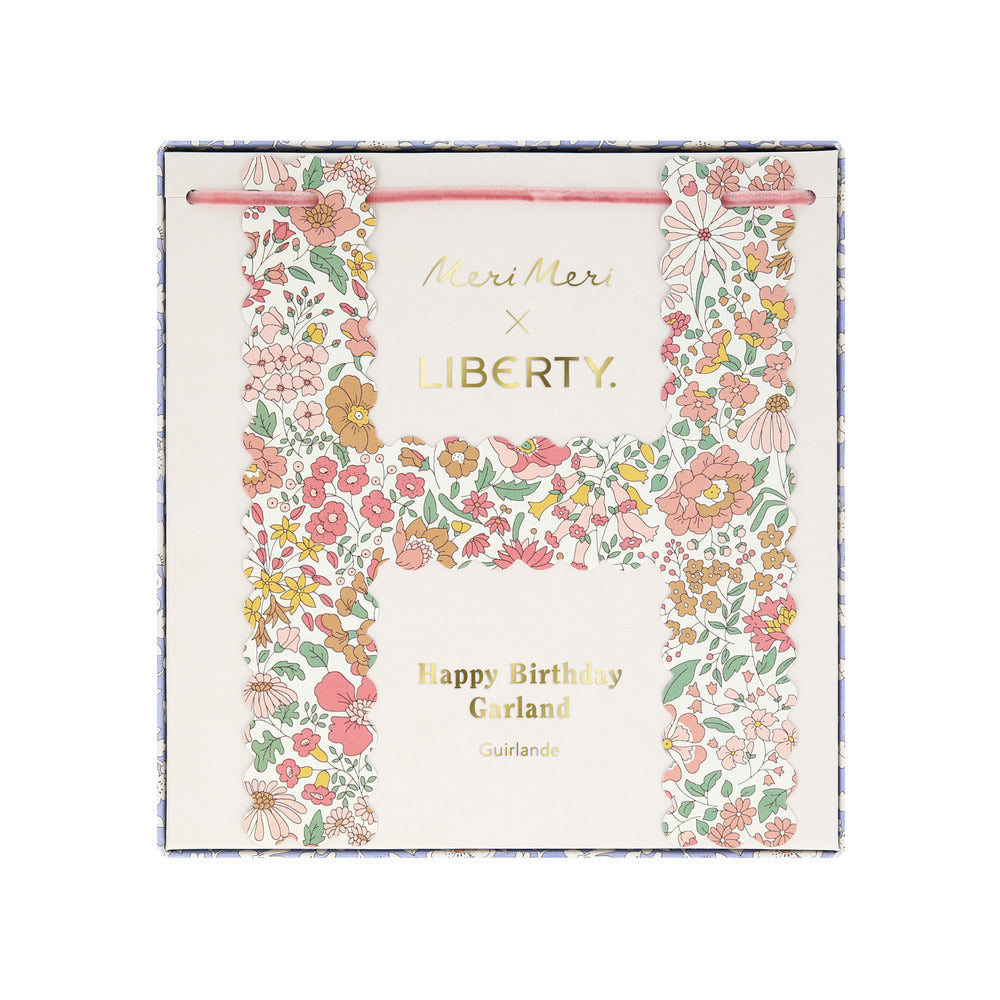 Guirnalda Happy Birthday flores Liberty