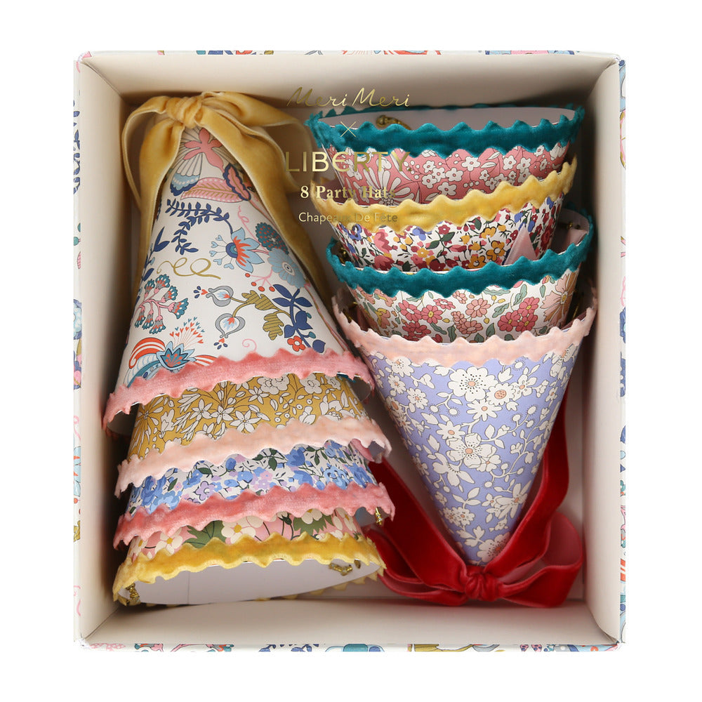 Gorros de cumpleaños flores Liberty