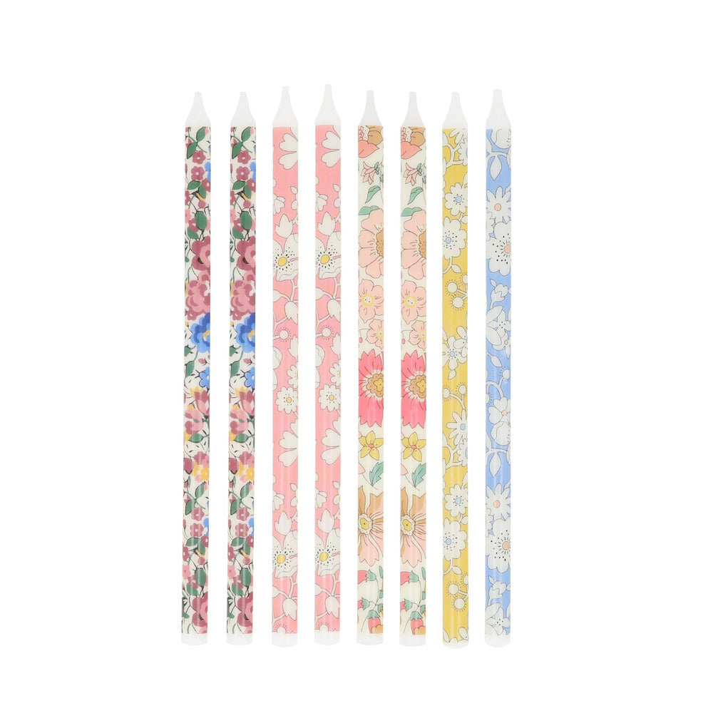Velas largas con flores Liberty
