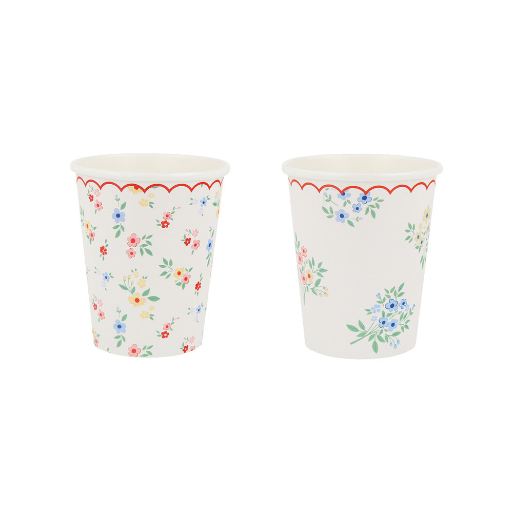Vasos flores rojo y celeste