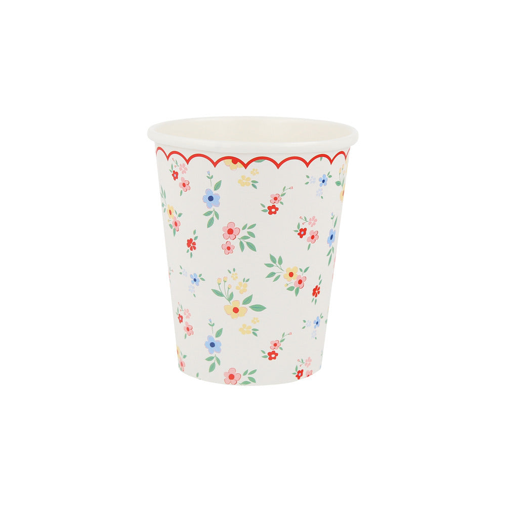 Vasos flores rojo y celeste