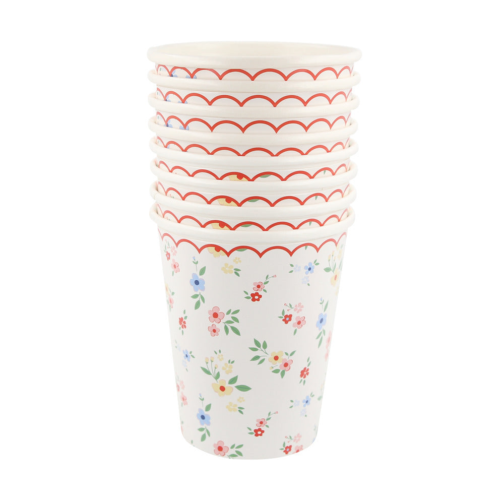 Vasos flores rojo y celeste