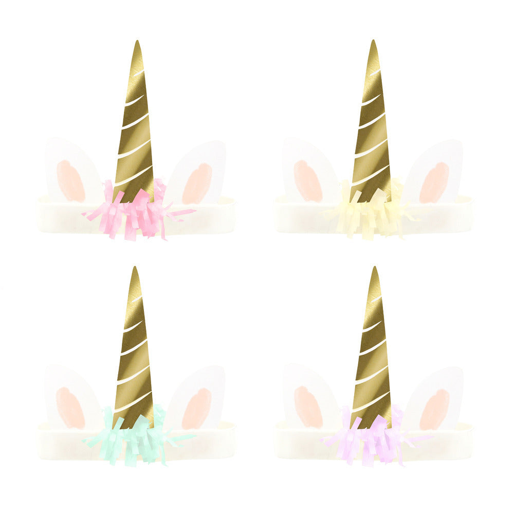 Gorros de cumpleaños unicornios con flores