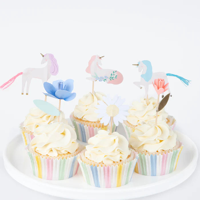 Kit para cupcakes - unicornios con flores