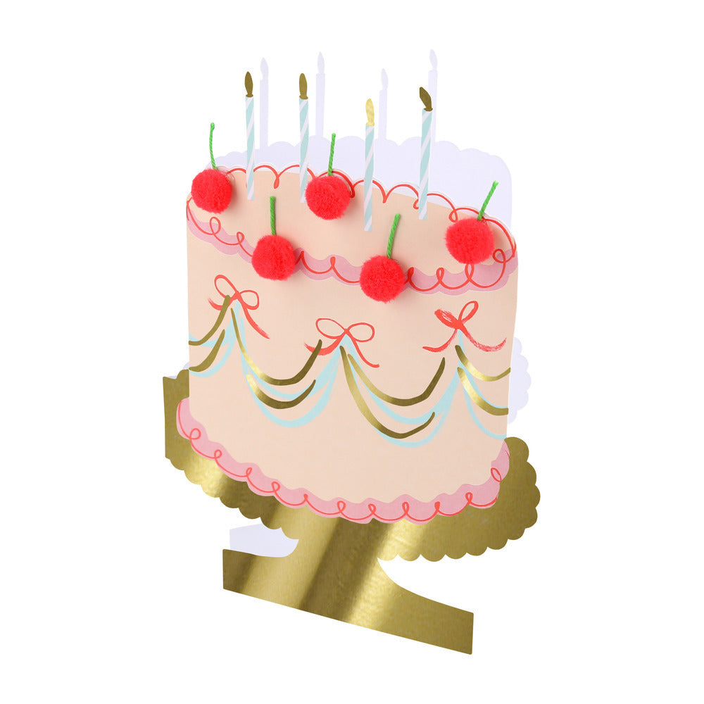 Tarjeta - torta con cerezas (happy birthday)