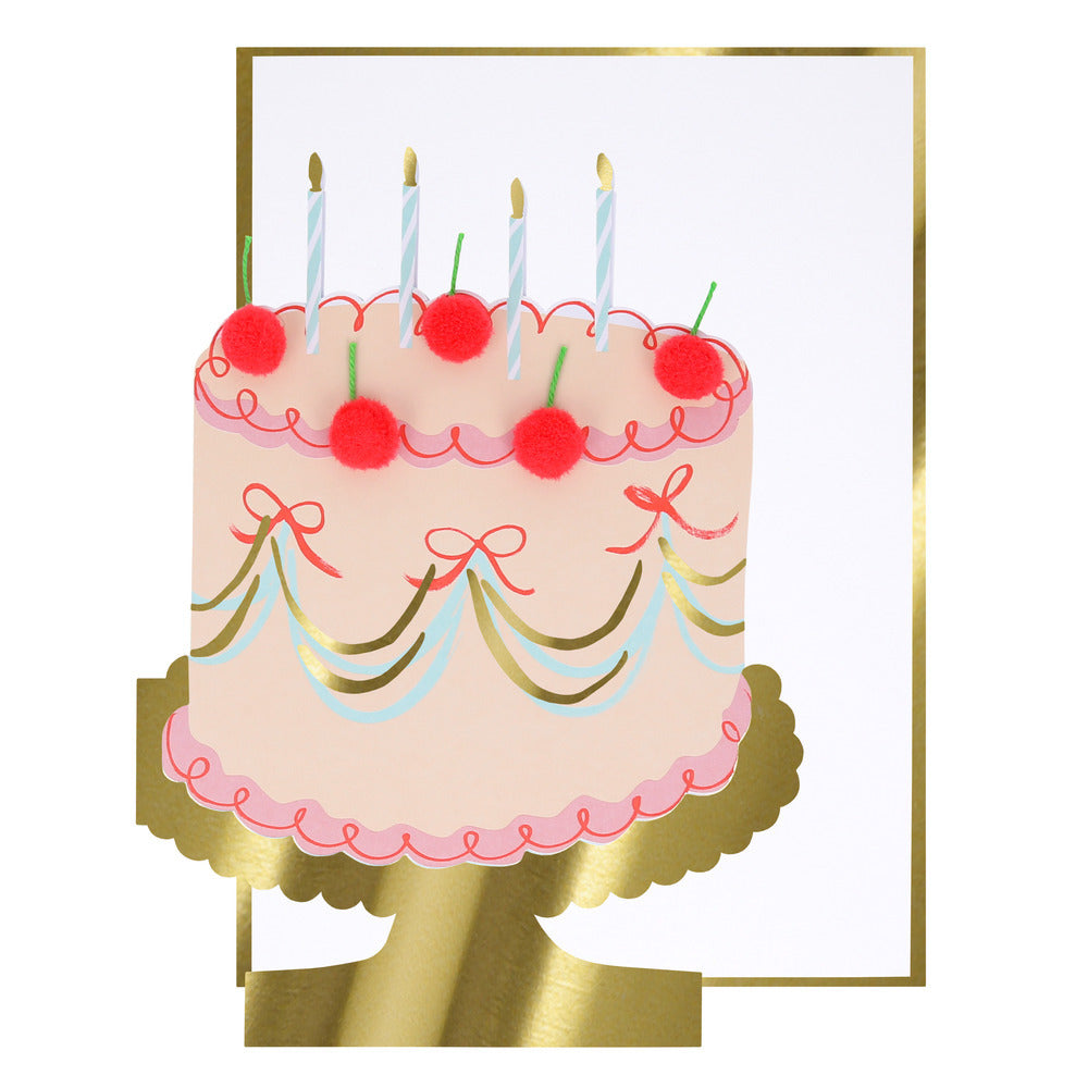 Tarjeta - torta con cerezas (happy birthday)