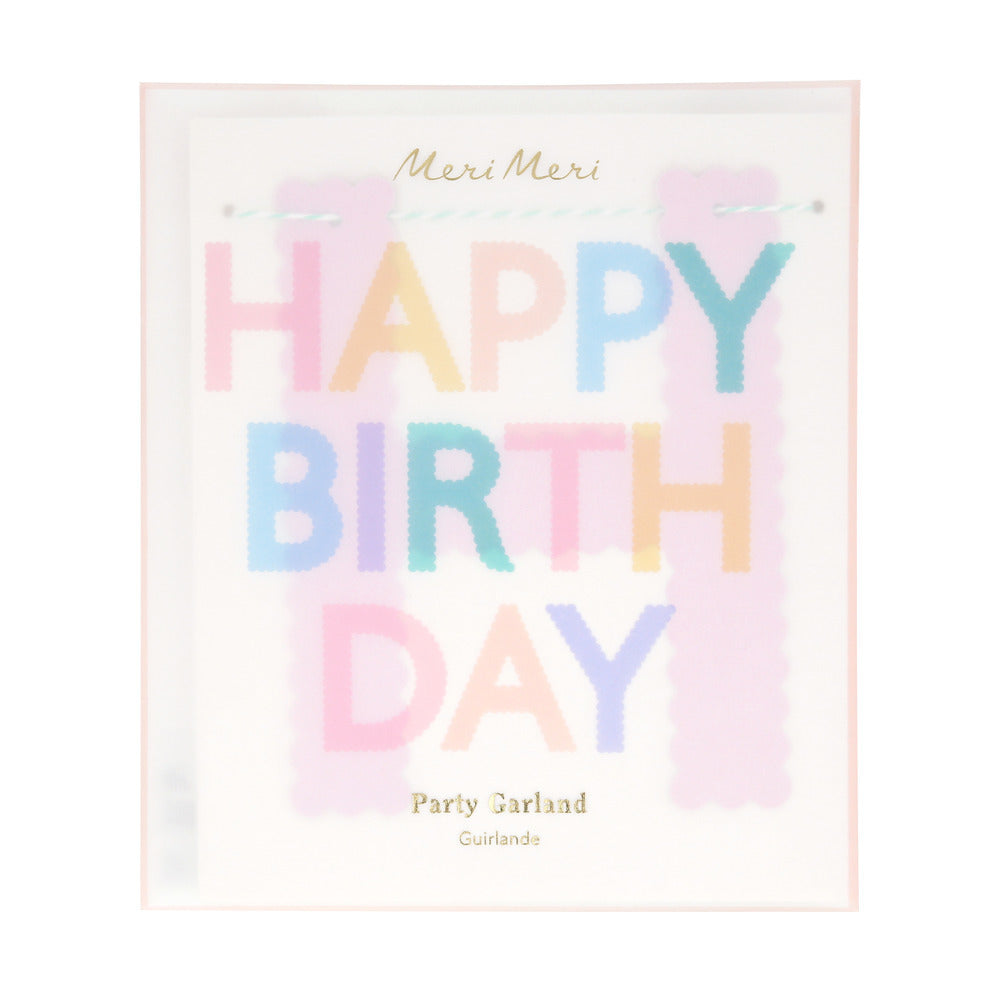 Guirnalda orillas onduladas - Happy Birthday pastel