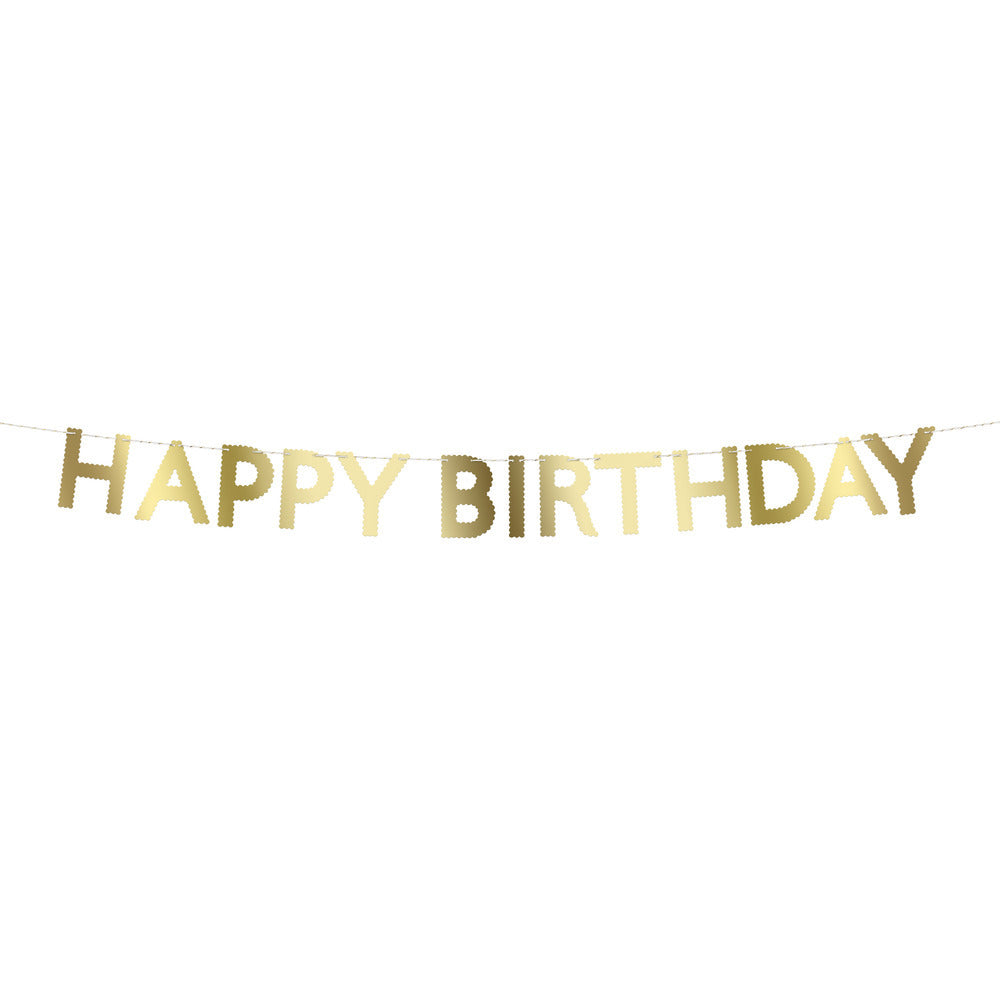 Guirnalda orillas onduladas - Happy Birthday dorado