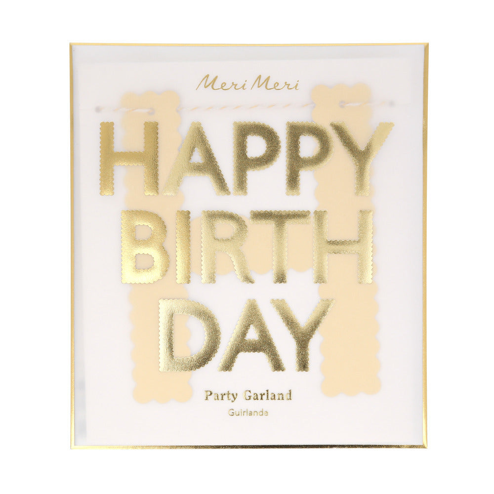 Guirnalda orillas onduladas - Happy Birthday dorado