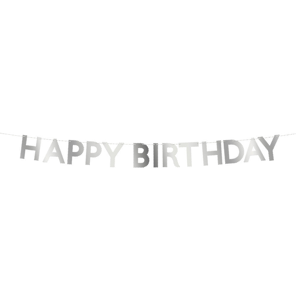 Guirnalda orillas onduladas - Happy Birthday plateado