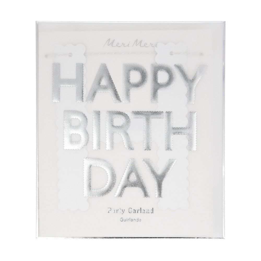 Guirnalda orillas onduladas - Happy Birthday plateado
