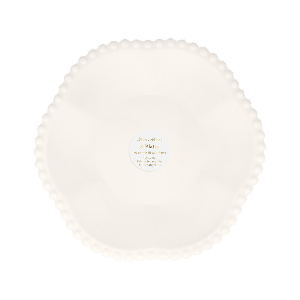 Platos compostables borde puntos - blancos pequeños