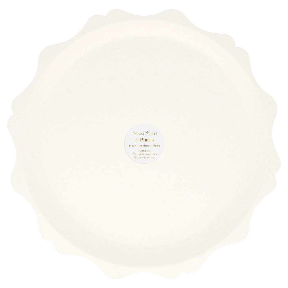 Platos compostables borde redondeado - blancos grandes